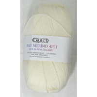 Crucci Baby Merino Knitting Yarn, 100% Pure Wool, 4 Ply, 50g Ball #1 WHITE