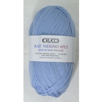 Crucci Baby Merino Knitting Yarn, 100% Pure Wool, 4 Ply, 50g Ball #4 POWDER BLUE
