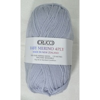 Crucci Baby Merino Knitting Yarn, 100% Pure Wool, 4 Ply, 50g Ball #17 PALE GREY