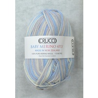 Crucci Baby Merino Knitting Yarn, 100% Pure Wool, 4 Ply, 50g Ball #21 AQUA PRINT