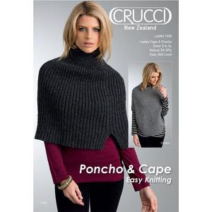 Crucci Knitting Pattern 1406, For Natural DK 8ply, Ladies Cape and Poncho
