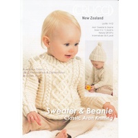 Crucci Knitting Pattern 1412, 8 Ply Aran Sweater And Beanie, Sizes 0 - 18 Months