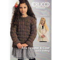 Crucci Knitting Pattern 1416, 18 Ply Kids Sweater and Coat, Sizes 2 - 10 Years