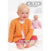 Crucci Knitting Pattern 1424, Baby Cardigan or Jacket, Pretty Front Edge &amp; Hem, 4 Ply