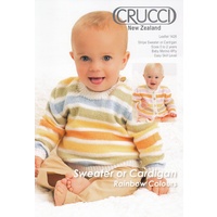 Crucci Knitting Pattern 1426, Baby Sweater or Cardigan, Rainbow Colours, 4 Ply Wool