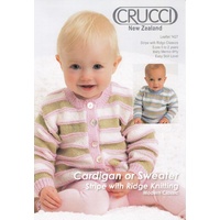 Crucci Knitting Pattern 1427, Baby Cardigan or Sweater, Modern Classic, 4 Ply Wool