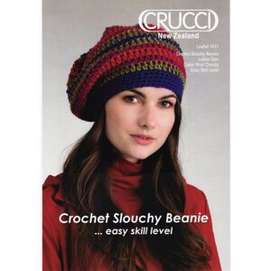 Crucci Crochet Pattern 1431, Crochet Slouchy Beanie, Ladies Size