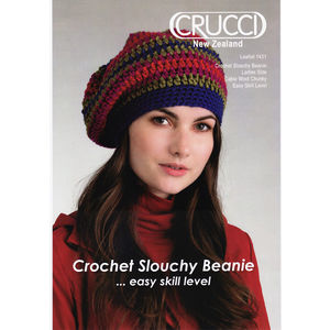 Crucci Crochet Pattern 1431, Crochet Slouchy Beanie, Ladies Size