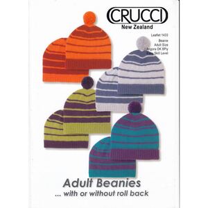 Adult Size Beanie Crucci Knitting Pattern 1433