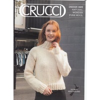 Crucci Knitting Pattern 1496, High Neck Sweater, Designed for 18 Ply Pure Wool