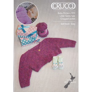 Crucci Knitting Pattern 1514, 4 Ply Cropped Jacket, Sizes 0 to 12 months