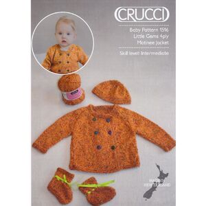 Crucci Knitting Pattern 1516, Little Gems Matinee Jacket, 4 Ply, Sizes 0-12 Months