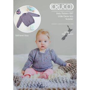Crucci Knitting Pattern 1517, 4 Ply Baby, Little Gems Sweater, Sizes 0 to 24 Months
