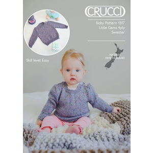 Crucci Knitting Pattern 1517, 4 Ply Baby, Little Gems Sweater, Sizes 0 to 24 Months