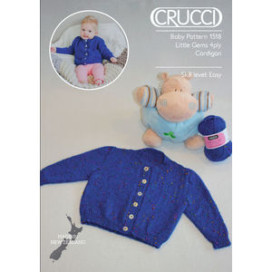 Crucci Knitting Pattern 1517, 4 Ply Yarns, Little Gems Cardigan, Sizes 0 to 24 Months