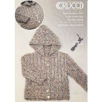 Crucci Knitting Pattern 1530 BABY, Hooded Jacket, Designed for Crucci Little Gems 4 Ply Yarn