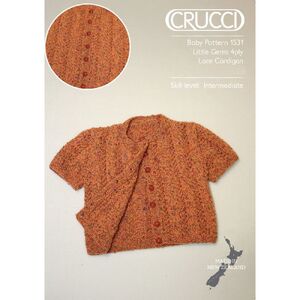 Crucci Knitting Pattern 1531, Little Gems Lace Cardigan, Sizes 0 to 24 Months