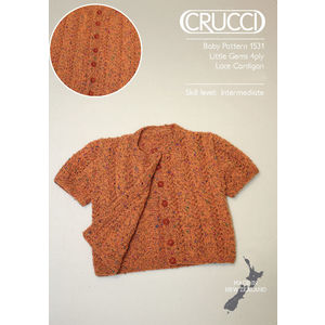 Crucci Knitting Pattern 1531, Little Gems Lace Cardigan, Sizes 0 to 24 Months