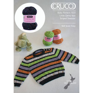 Crucci Knitting Pattern 1533, Little Gems Striped Sweater, Sizes 0 to 24 Months