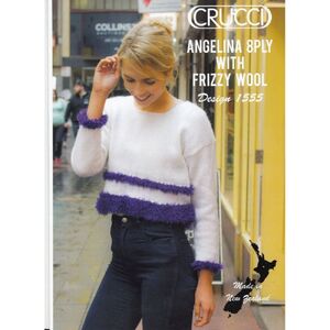 Crucci Knitting Pattern 1555, Cropped Sweater, Designed for 8 Ply Wool