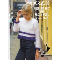 Crucci Knitting Pattern 1555, Cropped Sweater, Designed for 8 Ply Wool