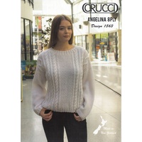 Crucci Knitting Pattern 1563, Aran Sweater, Designed for Angelina 8 Ply Wool