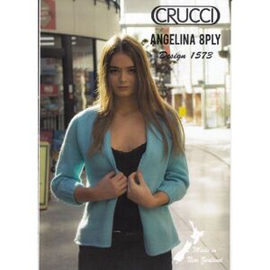 Crucci Knitting Pattern 1573, Slouchy Cardigan, Designed for Angelina 8 Ply Wool