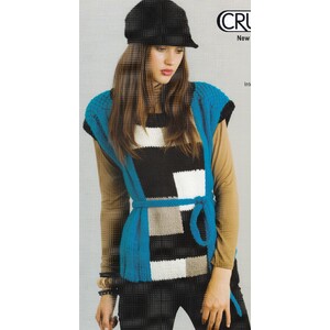 Crucci Knitting Pattern 1302, Ladies Ladder Top,  Sizes XS to XL, For Crucci Cable Wool