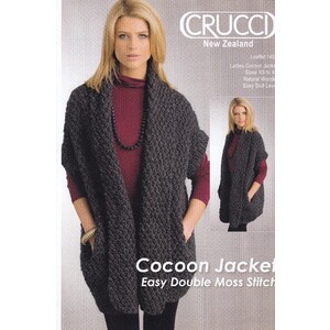 Crucci Knitting Pattern 1407 Ladies Cocoon Jacket Sizes XS - XL, Natural Wonder