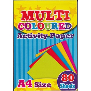 Multi Coloured Activity Paper, 80 sheet A4 Pad, 8 Colours
