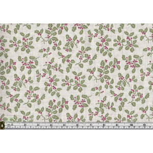 Makower UK, Balmoral Holly Cream 1602Q Cotton Fabric, 110cm Wide, per Metre