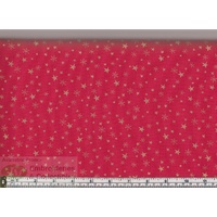 24cm REMNANT Makower UK Fabrics Metallic Christmas Stars RED 110cm Wide