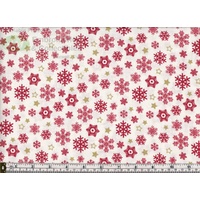 Sparkle Christmas Snow Flakes RED 112cm Wide Cotton Fabric