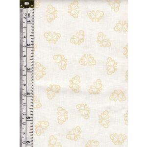 55cm REMNANT Butterfly Gold on Cream Tone on Tone Cotton Fabric, 110cm wide