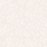 Leutenegger Fabric, Spring Sprigs White on Cream 110cm wide Per 50cm
