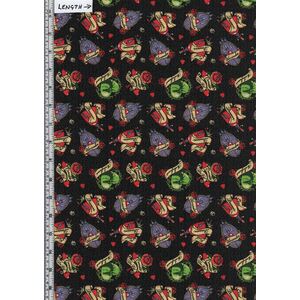 Disney Tattoo Badges Black, Villains Collection 110cm Wide Cotton Fabric
