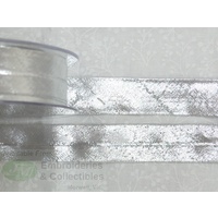 Metallic SILVER Bias Binding, 25mm Single Folded, Per Metre