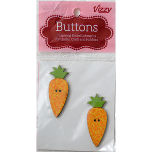 Vizzy Novelty Wooden Buttons Big Carrot, 18x48mm, Pack of 2