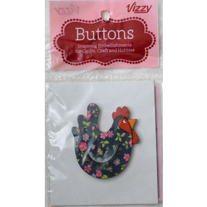 Vizzy Novelty Wooden Buttons, Chicken, Multicolour, 5x4.5mm, Pack of 1