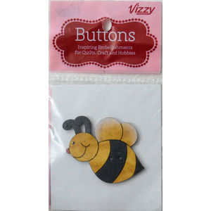 Vizzy Novelty Wooden Buttons Large Bee, 55x44mm, Pack of 1