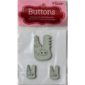 Vizzy Novelty Wooden Buttons Chicken, Pale Green, Pack of 3