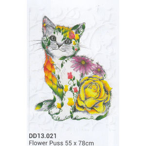 Diamond Dotz FLOWER PUSS DD13.021, 5D Multi Faceted Diamond Art Kit, 55 x 78cm