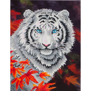 Diamond Dotz WHITE TIGER IN AUTUMN DD7.006, Multi Faceted Diamond Art Kit