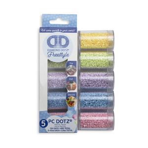 Diamond Dotz DOTZ Sampler Pack, Pastel Colours 5 x 12g Cyclinders, DDA.011