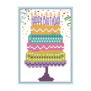 Diamond Dotz Greeting Card Kit, Happy Birthday Cake 5D Diamond Painting Kit DDG.004