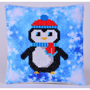 Diamond Dotz 5D Embroidery Facet Art Kit, Beginner Christmas Penguin Decorative Pillow