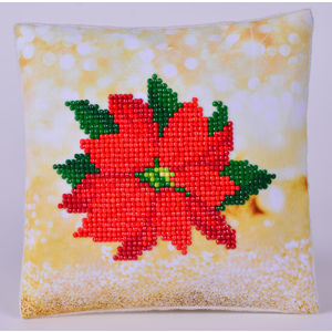 Diamond Dotz Embroidery Facet Art Kit, Beginner Poinsettia Mini Pillow