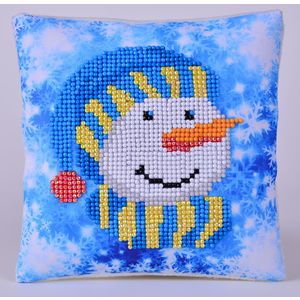 Diamond Dotz Embroidery Facet Art Kit, Beginner Snowman Cap Mini Pillow