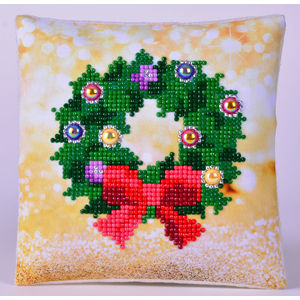 Diamond Dotz 5D Embroidery Facet Art Kit, Beginner Christmas Wreath Mini Pillow, BOXED