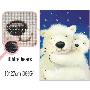 Collection D&#39;Art 5D Diamond Painting Kit, WHITE BEARS, 19 x 27cm Mosaic Kit